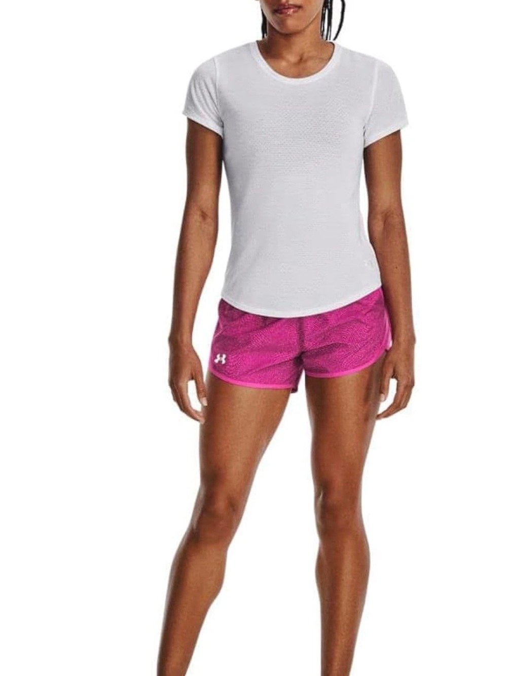 NEW Under Armour Shorts Women's Fly by 2.0 Printed Running Shorts Rebel Pink XL - Picture 5 of 11